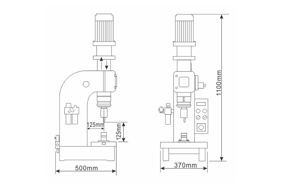 經濟型氣動鉚接機結構尺寸圖