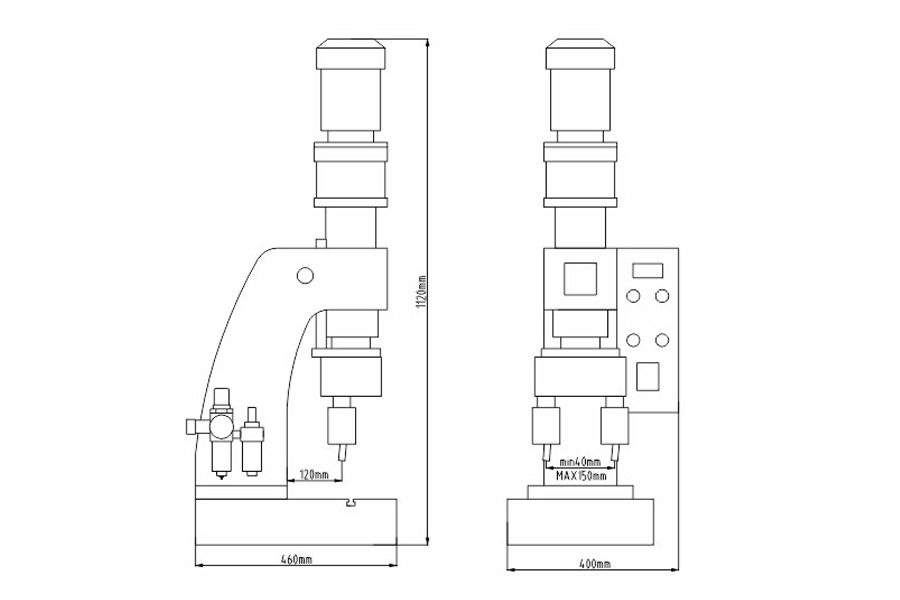 雙頭氣動鉚接機結(jié)構(gòu)尺寸圖