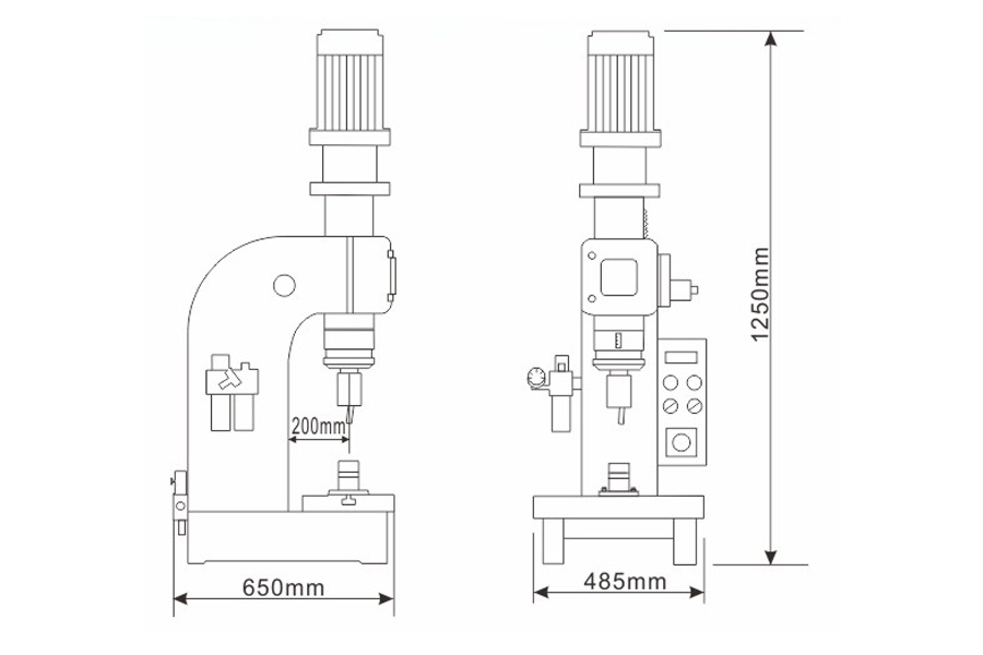 普通型氣動鉚接機結(jié)構(gòu)尺寸圖