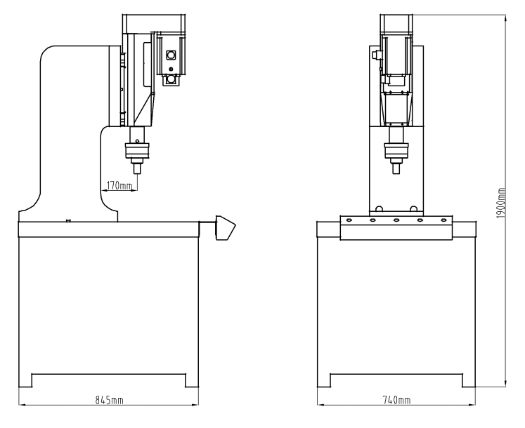 伺服雙頭鉸孔機結(jié)構(gòu)尺寸